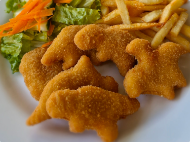 <strong>Dino Nuggets - Aprox. 530-600 kcal por porción</strong>